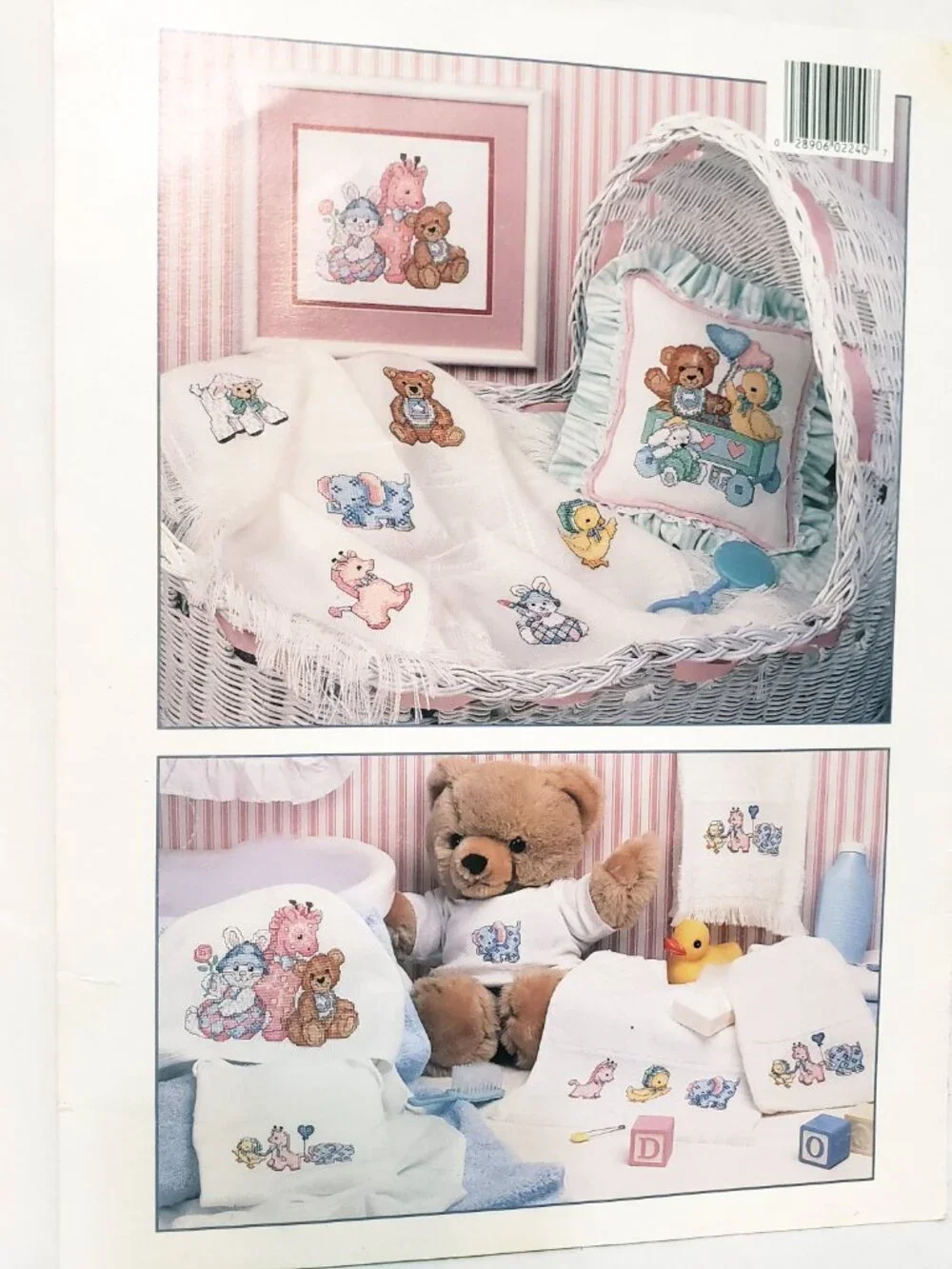 Baby's Buddies Bear Lamb Elephant Cross Stitch Leaflet 2240 Leisure Arts 1992